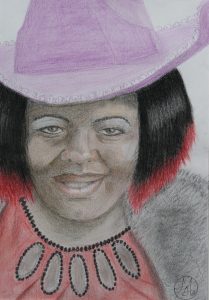 oil pastel drawing of a lady